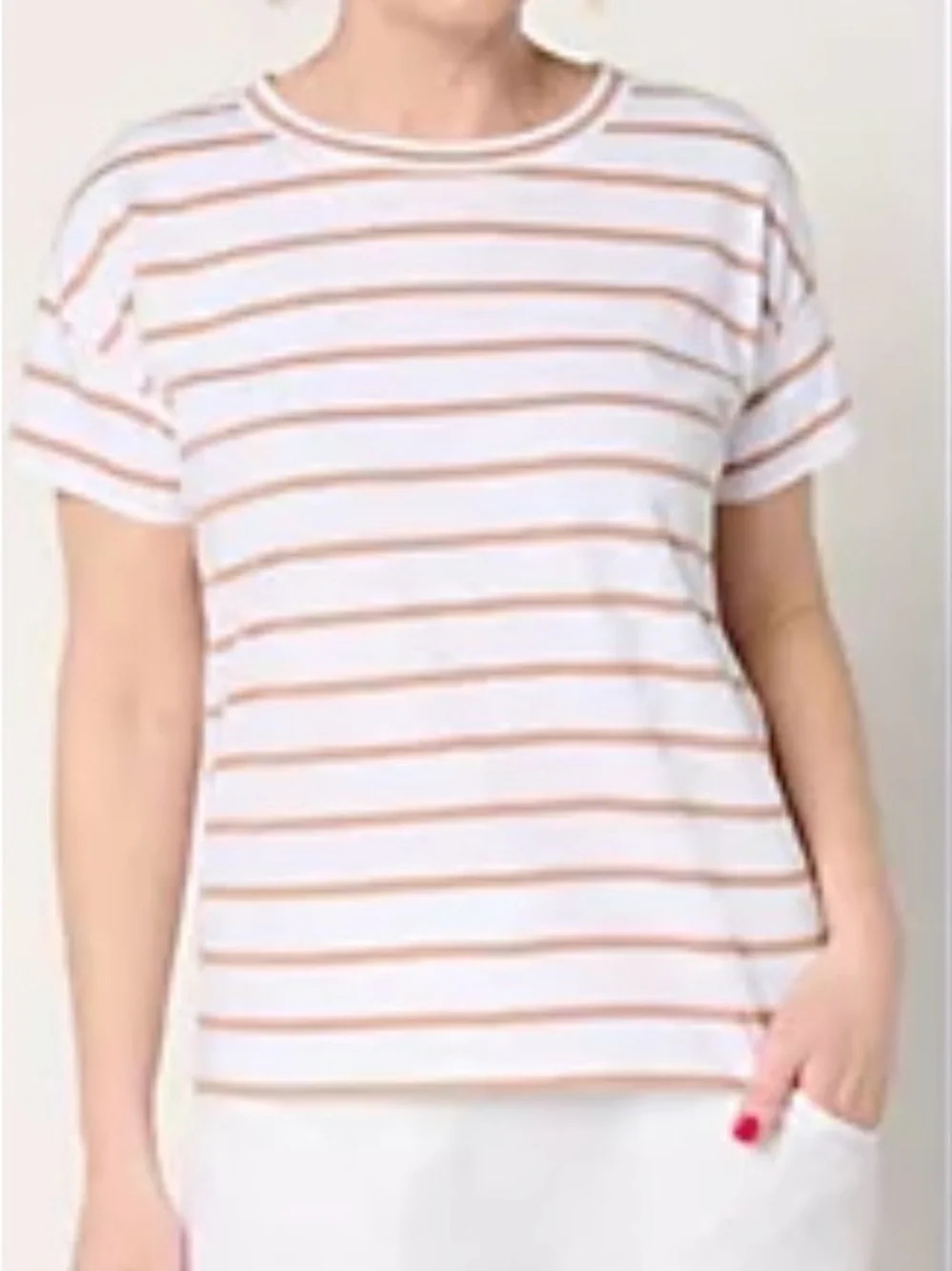 AnyBody Essentials Cotton Striped T-Shirt